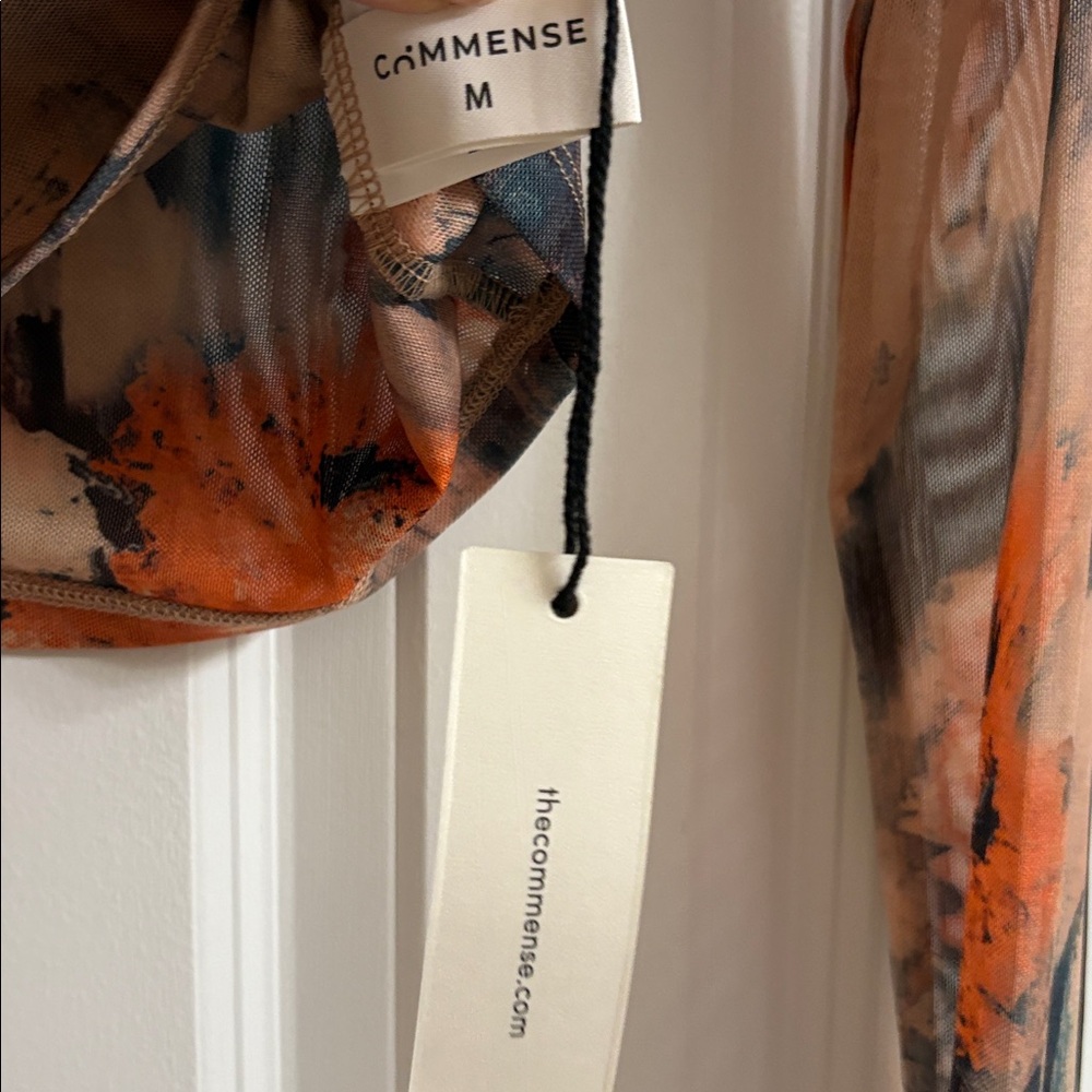 Commense Off-shoulder Wrap Long-sleeve Crop Top - Orange, Sandalwood and Black - Picture 5 of 8